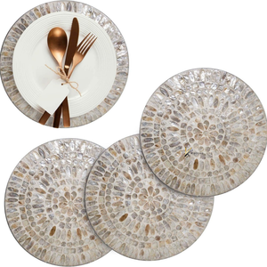Vietnamese Luxury Bohemian Handmade Mother of Pearl Shells <b>Round</b> Placemats for Home Living Room or Dining Tables <b>Mats</b> & Pad - Product Image 2