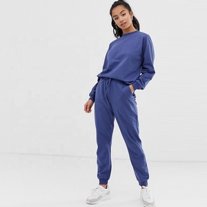 Conjunto Deportivo de 2 Piezas para Mujer, Azul, Poliéster, Estampado, Cuello Redondo, Manga Larga, Corte Regular, Pantalones con Cordón, Color Sólido, Casual - Product Image 6