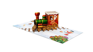 Christmas Pop-Up Train Greeting Card 3D Holiday Card Digital Printing Paper Rectangle Festival Decorative <b>Gift</b> - Product Image 1