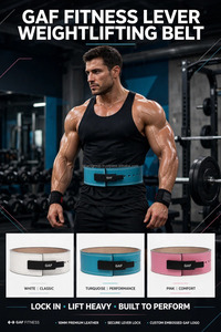 Ceinture de musculation GAF en cuir de vachette sur mesure, robuste, antidérapante, 10 mm d'épaisseur, avec support lombaire et verrouillage à levier, pour hommes et femmes, idéale pour la gym. - Product Image 3