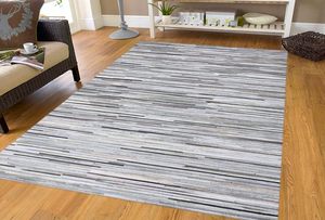 Alfombra de cuero gruesa abstracta moderna, antideslizante a rayas con mechones a mano para el área de oración o la decoración del dormitorio - Product Image 4