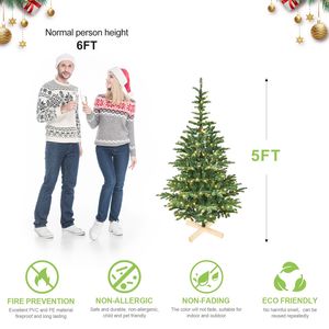 Albero di Natale Preilluminato 5 Piedi, 403 Rami Realistici in PE/PVC, 200 Luci LED, Abete Verde Artificiale - Product Image 3