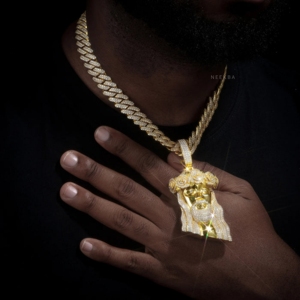 Pendentif Tête de Jésus Couronne de Roses - Pendentif en Argent Sterling 925 avec Moissanite, Pendentif Tête de Jésus Glacé Style Hip Hop, Pendentif Tête de Christ - Product Image 3