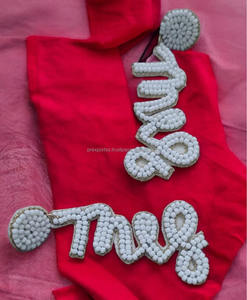 Letter Design Seed Bead <b>Earrings</b> White Beaded Jewelry Custom Text Style Statement <b>Earrings</b> <b>Bridal</b> Fashion Party Wear Gift - Product Image 2