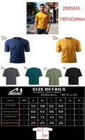 Kaos Pria Ukuran Besar 250g Katun Tebal Polos Bernapas Regular Fit Cetak Logo Kustom
