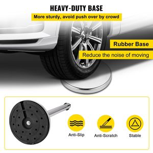 Ensemble de poteaux argentés pour le contrôle des foules avec ceinture rétractable rouge de 6.6 pieds/2 m Barrière d'assemblage facile avec tourniquets à base en caoutchouc - Product Image 5