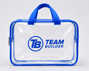 Trousse de Toilette de Voyage Suspendue Transparente Bleue Durable avec Poignées, Organisateur Cosmétique Étanche à Fermeture Éclair Multifonction 21x14x8cm - Product Image 1