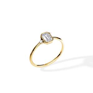Bague de fiançailles pour femme en or 14 carats avec diamant taille radiant, sertissage à griffes, style floral - Product Image 3
