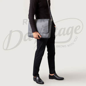 Bolso Mensajero de Cuero Genuino Gris para Hombre, Maletín para Portátil con Correa de Hombro Ajustable - Product Image 2