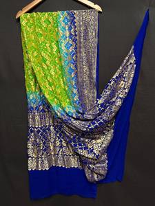 Burgundy Crinkled Silk Dupatta with Gold Border Elegant Traditional Indian Pakistani Women <b>Wedding</b> Party Diwali Wear - Product Image 2