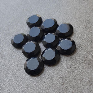 Pierre précieuse ronde en onyx noir naturel, taille tablette, dos plat, pour la fabrication de bijoux, toutes tailles, vente en gros - Product Image 1