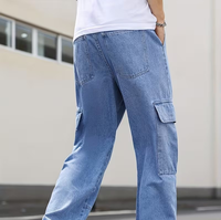 Jeans Homme Personnalisés en Gros, Coupe Ample Droite, Respirants, Taille Mi-Haute, Teints en Pièce, Tissu Adouci, Spandex/Coton