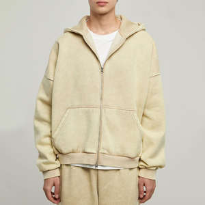 Sudaderas con capucha para hombre, de tela de alta calidad, con cremallera, manga larga, 100% algodón, con logotipo personalizado, pedido al por mayor. - Product Image 1