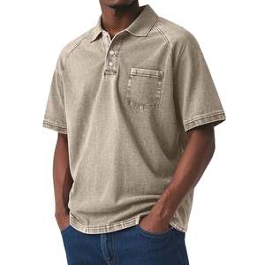 Top Selling Custom OEM Service Logo Acid Washed Men's Polo Shirt Cotton/Polyester Blend Knitted Fabrics with <b>Chest</b> Pockets - Product Image 6