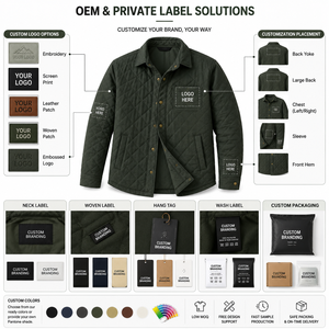Custom <b>Mens</b> Quilted <b>Shirt</b> Jacket Lightweight <b>Padded</b> Snap Button Outdoor Casual Coat OEM ODM Private Label Wholesale Manufacturer - Product Image 6