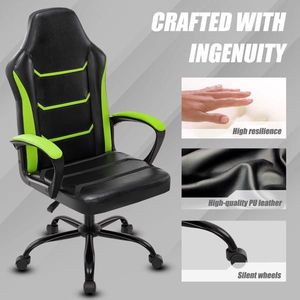 Adjustable Height Swivel PU Leather Gaming Chair with Executive Wheels Video Office Desk Chair with Arms - Product Image 5
