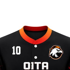 ชุดเบสบอลสีดำและสีส้มลายเปลวไฟ–เสื้อเบสบอลแบบสั่งทำพร้อมกางเกงเข้าชุด ชุดกีฬาประสิทธิภาพสูงสำหรับสโมสรและทีม - Product Image 5