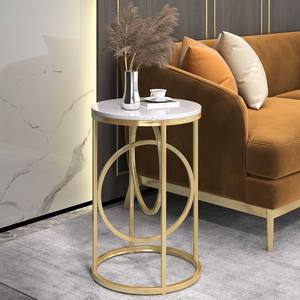 Mesas Auxiliares de Metal de Diseño Moderno con Tapa de Mármol, Mesa Auxiliar de Metal Dorado para Sala de Estar, Salón, Oficina, Mesa de Centro - Product Image 5