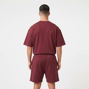 Vêtements de mode de haute qualité pour hommes, ensemble deux pièces en coton respirant à col rond, style streetwear oversize uni - Product Image 2