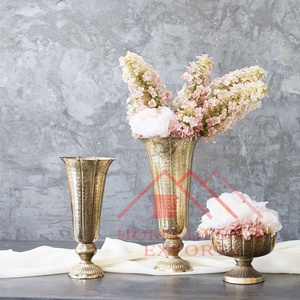 Último diseño de trompeta alta de Metal, jarrones de flores de oro antiguo, jarrón de trompeta dorado decorativo para el hogar, hoteles y restaurantes - Product Image 4