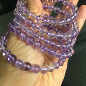 Cuentas de amatista lavanda transparente natural, cuentas redondas sueltas, medio hilo para la fabricación de joyas y manualidades. - Product Image 3