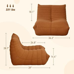 Sillón de Piso de Felpa Marrón con Respaldo Acolchado, Silla de Meditación para Dormitorio o Sala de Estar - Product Image 3