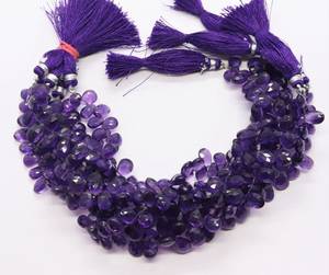 Perles en améthyste africaine facettées en forme de poire 6x9MM, perles de pierres précieuses en améthyste briolette à coupe latérale en forme de poire pour la fabrication de bijoux, vente en gros - Product Image 3