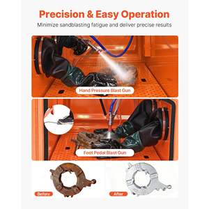 Heavy Duty 115-Gallon Steel <b>Sandblasting</b> <b>Cabinet</b> 31-Gallon Media Hopper Dual Blasting Guns 1.6HP Dust Collector Oversized Parts - Product Image 3