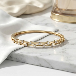 1.35CTW Round Set Double Row Diamond <b>Bangle</b> <b>Bracelet</b> - Product Image 2