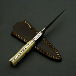 Stainless Steel Skinner Knife Spear Point Blade 0.6mm Thickness Ivory Handle With Leather Sheath - Product Image 3