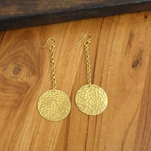 <b>Gold</b> Plated Brass Threader Drop <b>Earrings</b> | Filigree Flower Chain <b>Dangle</b> <b>Earrings</b> Ethnic Style Party Occasion Boho Jwellery Bazar - Product Image 3
