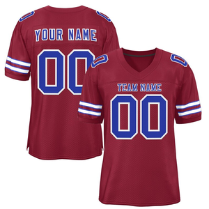 Custom Black Red American Football Jersey V-Neck Short Sleeve Mesh Breathable Moisture-Wicking Anti-Bacterial Polyester Team - Product Image 3