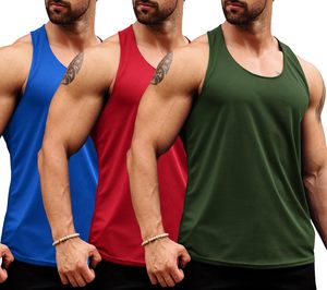 Débardeur en maille respirant à séchage rapide pour homme, couleur unie, col rond, tricoté, pour la gym et le fitness, noir et blanc - Product Image 3