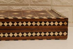 Arabic Game Handmade Mother of Pearl Inlay <b>Backgammon</b> Board Carved Embroidered Wooden Topkapi <b>Set</b> With Numerator - Product Image 6