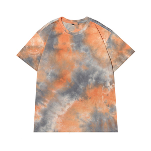 Boy kids <b>Tie</b> Dye Short Sleeve T-Shirt Orange Gray Knitted Cotton Casual Breathable Regular Fit - Product Image 1