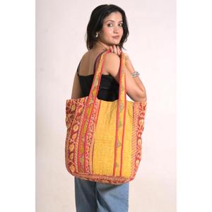 Bolsa de Mano de Algodón Kantha Hecha a Mano, con Diseño Floral, Duradera, Estilo Vintage, con Correa para el Hombro, Unisex, para Compras Diarias - Product Image 1