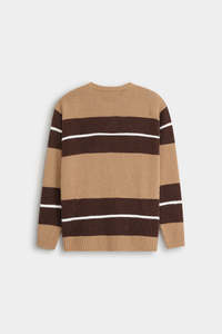 Suéter Clásico de Cuello Redondo ODM/OEM, Suéter de Punto con Rayas Horizontales, Suéter Masculino de Manga Larga, Ropa Casual de Otoño e Invierno - Product Image 2