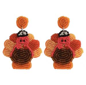 Pendientes de botón unisex con letras de cuentas de cristal hechas a mano, multicolor, con diseño de pavo real, novedades, rosa, clásicos, para profesores, para boda - Product Image 4