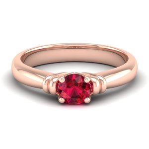 Bague REYES au design classique en or massif 14 carats avec rubis rond de 0,5 carat, cadeau de luxe pour mariage ou fiançailles, bijoux fins - Product Image 4