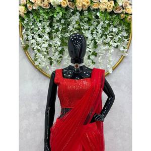 Magnifique sari lehenga prêt-à-porter pour les fêtes, en polyester, pour un look traditionnel - Product Image 2