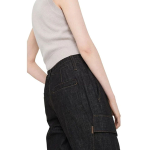 Jean cargo streetwear pour femme, en coton noir uni, taille régulière, coupe large, respirant - Product Image 6