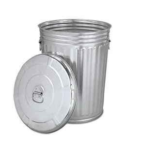 Custom Made Round Shaped Galvanized Metal Dustbin with Durable Handle Wholesale Sale - Product Image 3