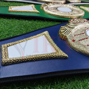 Ceinture de championnat sur mesure, design couronne, fabrication directe d'usine, sangles en cuir multicolores, plaqué or, pour boxe, lutte, MMA - Product Image 4