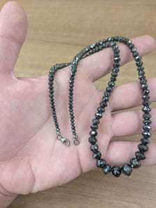 Collier ras du cou en diamants naturels noirs, perles facettées rondelles de 38 mm, qualité AAA, 16 pouces, perles de diamant véritables - Product Image 5