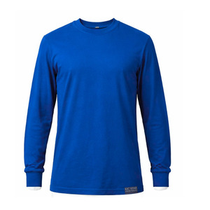 T-shirt à manches longues pour homme, 100 % coton de haute qualité, col rond, coupe ample, respirant, avec logo frontal et manches à revers. - Product Image 1