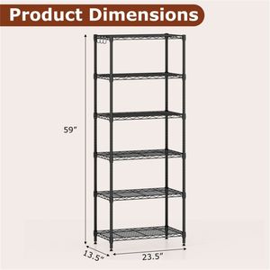 Scaffale Metallico a 6 Ripiani con Capacità di 900 Libbre, Ripiani Regolabili, Nero, Scaffalatura Multiuso - Product Image 4