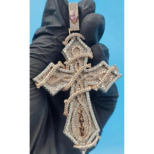 High Quality Moissanite Diamond <b>Cross</b> Pendant In Sterling Silver Luxury Streetwear Religious Pendant Necklace - Product Image 1
