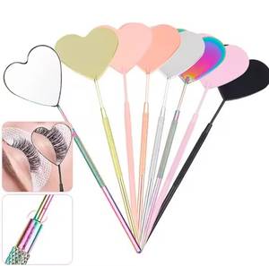 Heart Shape <b>Makeup</b> <b>Mirrors</b> With Long Handles In Multiple Colors And Metallic Finishes - Product Image 2