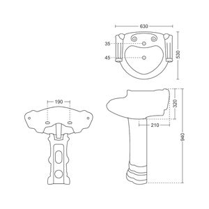 Lavabo de cerámica de lujo con pedestal, lavabo de baño de 630x530x940mm, lavabo de porcelana para lavar ropa, juego Catino - Product Image 5