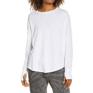 T-shirts de sport légers pour femmes, best-sellers, personnalisables, couleur blanche, confortables, col rond, manches longues - Product Image 1